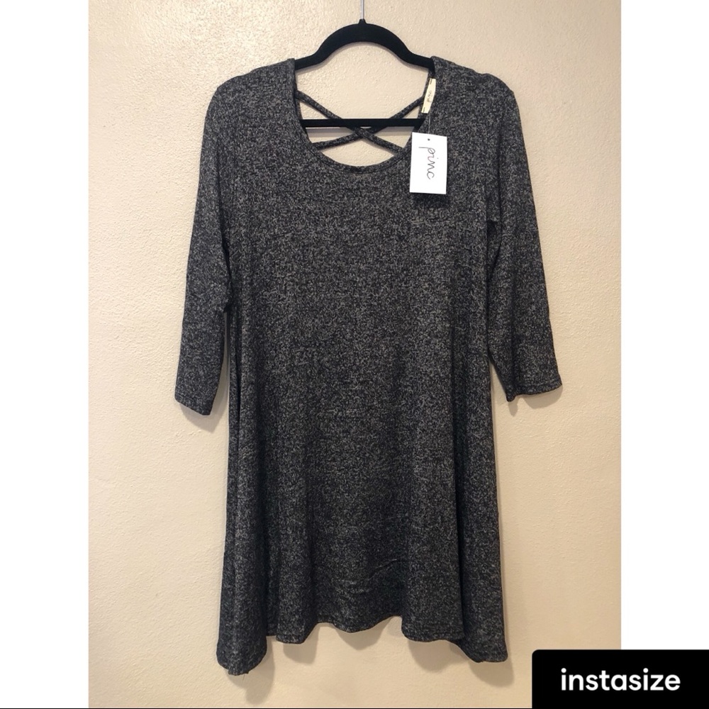 NWT Grey Cross-Back Long Sleeve Dress - XL